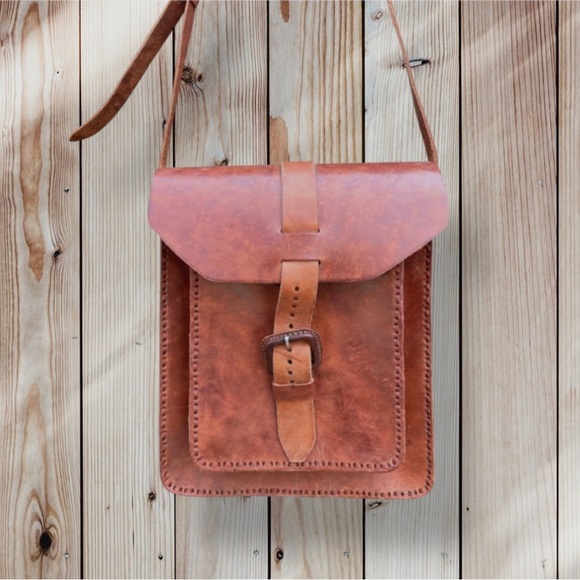 Chaipas Fair Trade Tooled OOAK Leather Satchel Shoulder Crossbody Purse Mexico - Picture 4 of 16